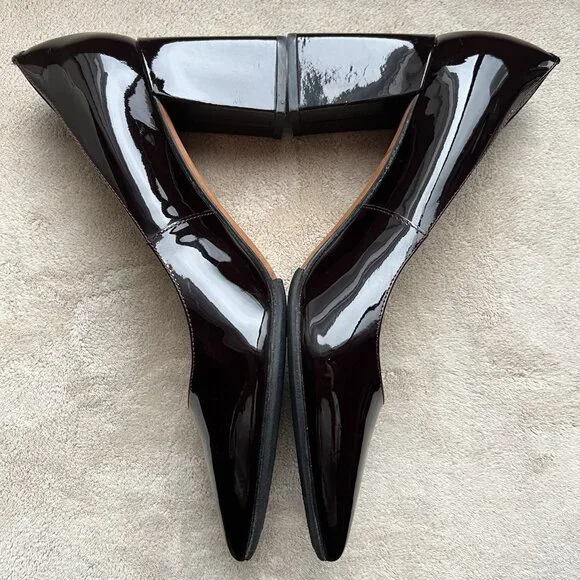 Marc Fisher Zala Dark Brown Patent Leather Block Heel Pumps - Picture 4 of 14